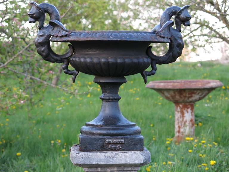 19th Century Rare Dragons Vases Iron signed 