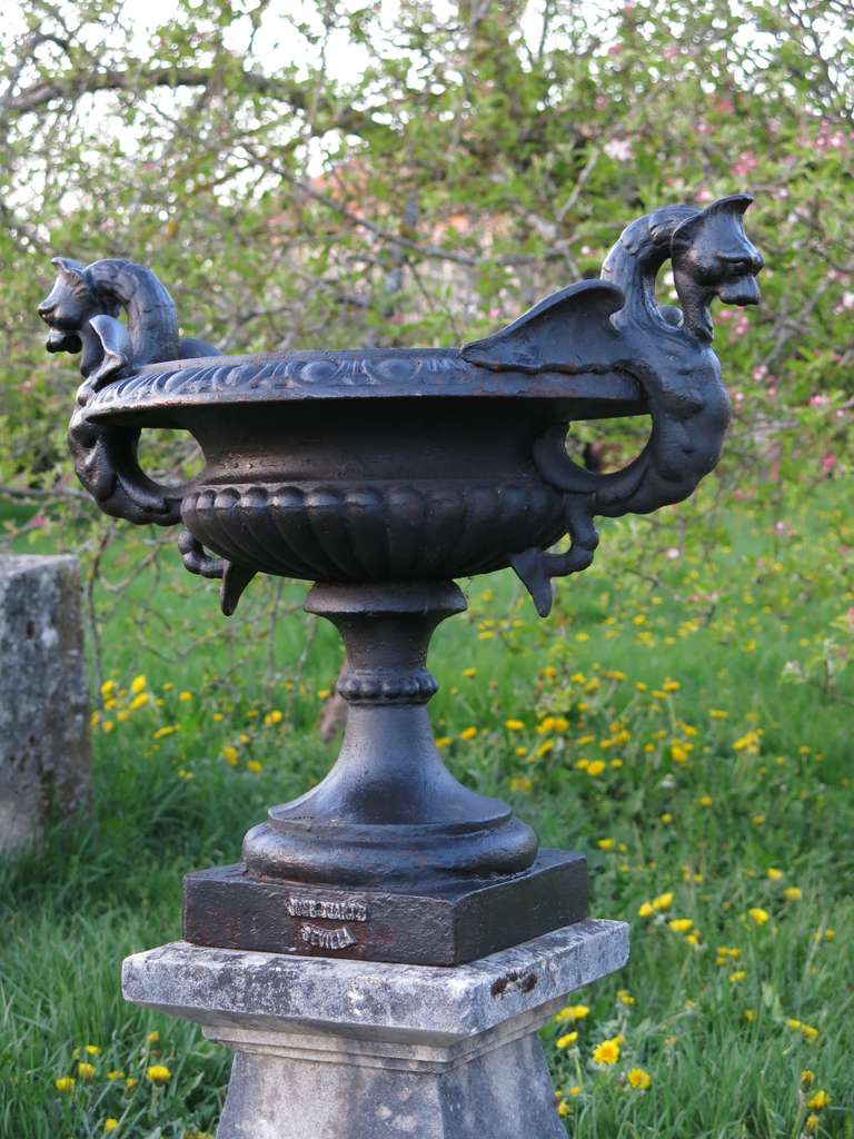 Spanish Rare Dragons Vases Iron signed 