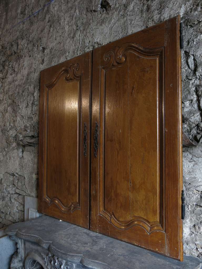 Hand-Carved French Louis XV Period Cabinet-Doors in Oak, circa 1750 from France For Sale