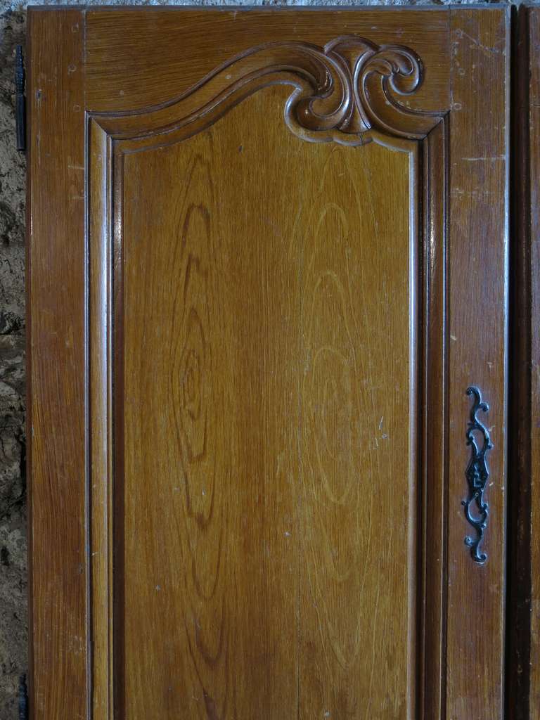 French Louis XV Period Cabinet-Doors in Oak, circa 1750 from France In Good Condition For Sale In LOS ANGELES, CA