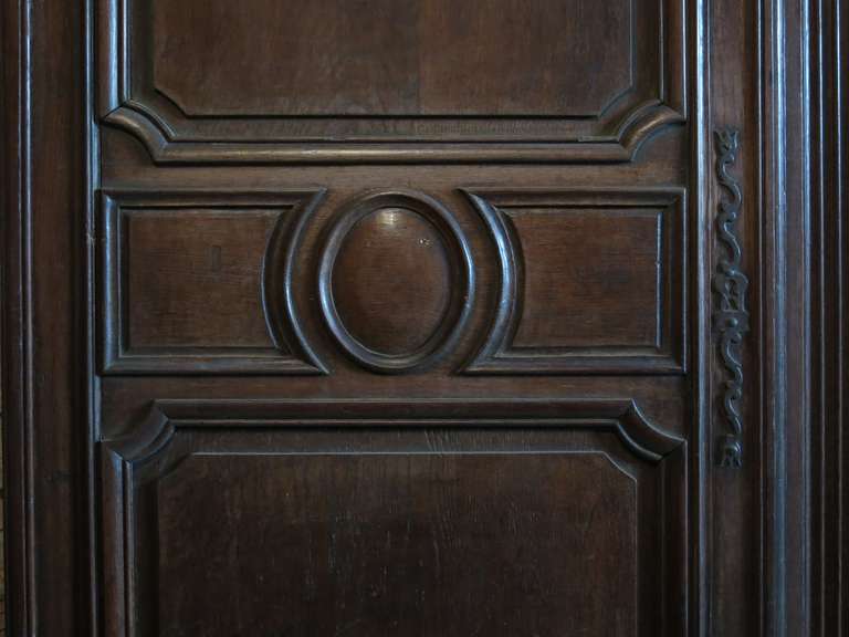 French Louis XIV Period Doors in Oak Handcrafted circa 1700 from Paris, France In Good Condition In LOS ANGELES, CA