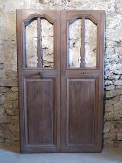 French Chapel Presbytere Louis XIV Period Double Doors in Oak circa 1700s France