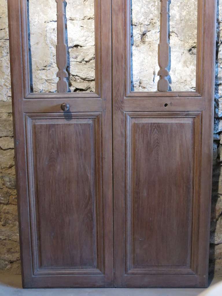 18th Century and Earlier French Chapel Presbytere Louis XIV Period Double Doors in Oak circa 1700s France For Sale