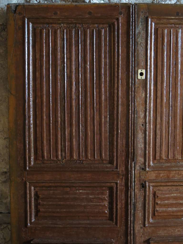 French Abbey Louis XIII Style Main-Entrance-Doors Oak circa 1700s France.'. In Good Condition In LOS ANGELES, CA