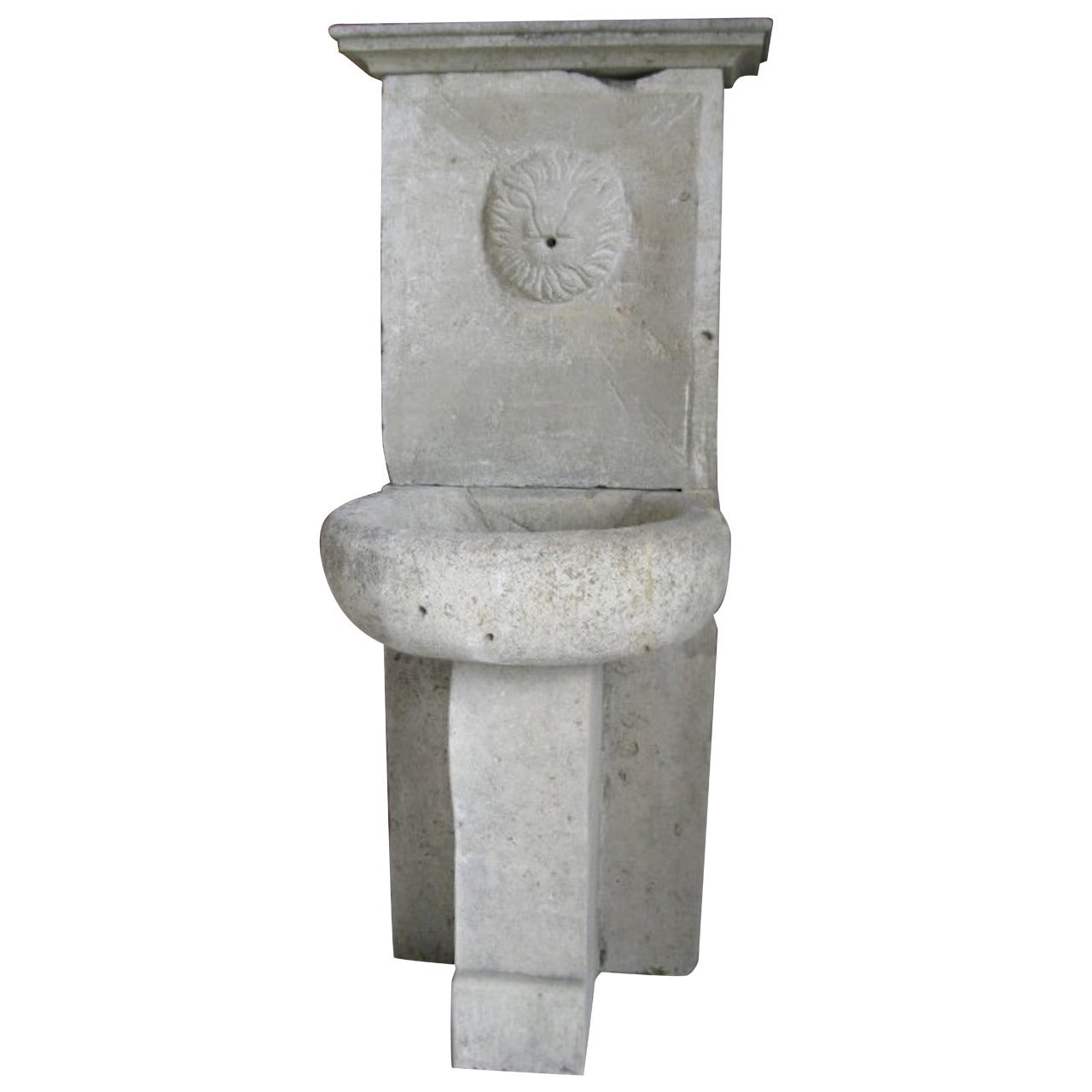 French Antique Limestone Fountain "Carpentras, " Hand-Carved 20th Century, France