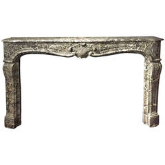 French Louis XV Style Fireplace Hand-Carved Marble, circa 1800s, Paris