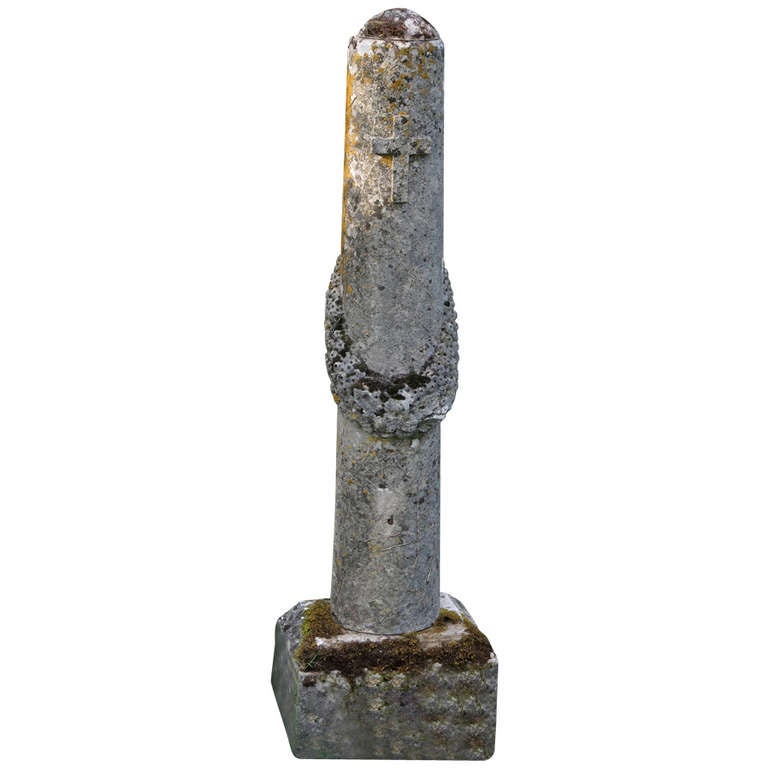 Column "Croix du Christ" Hand Carved in Limestone, France, circa 1830 For Sale
