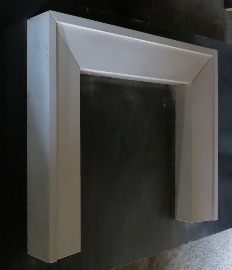 Hand-Carved French Contemporary Style Fireplace Handcrafted in Limestone, France For Sale
