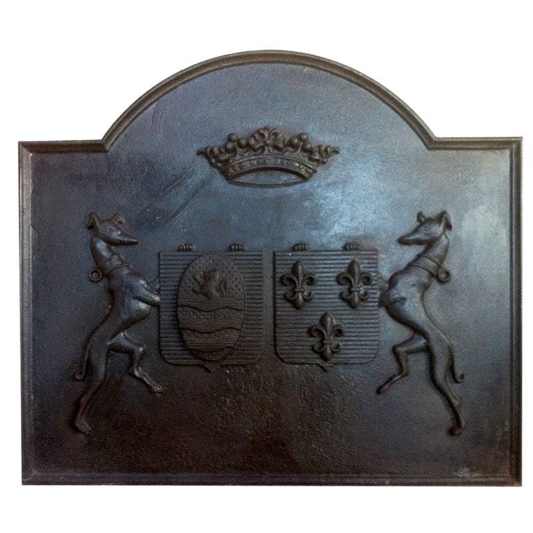 Fireback Chateau Louis XV Style in Iron from France, 19th Century For Sale