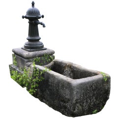 Antique Water Village Fountain with Lions Head from French Countryside "Brevete" 