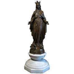 Virgin Marie Statue Bronze Style Patina after Val d Osne, France, circa 1880 9