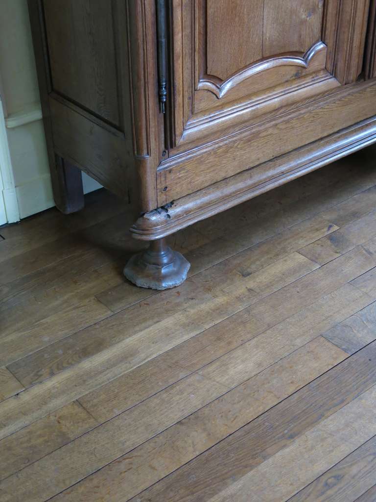 French Antique Floor in Oak Wood Handmade in France, circa 1750s  In Good Condition In LOS ANGELES, CA