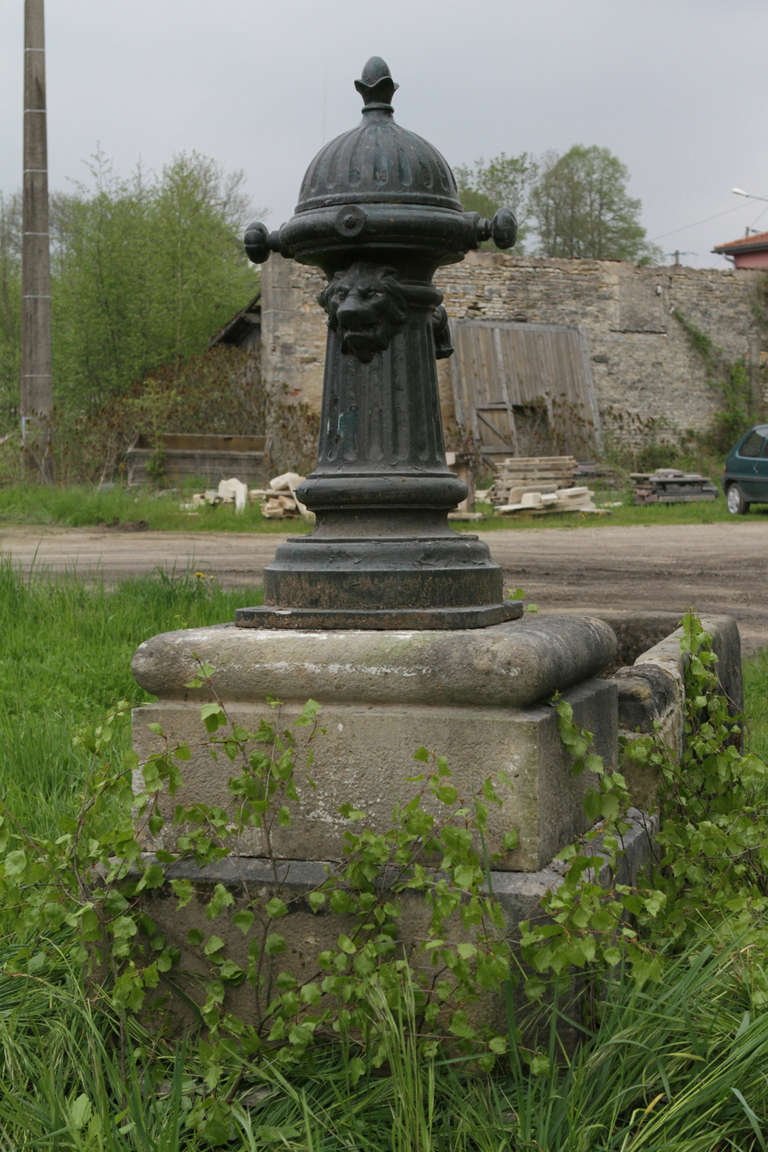 Water Village Fountain with Lions Head from French Countryside "Brevete"