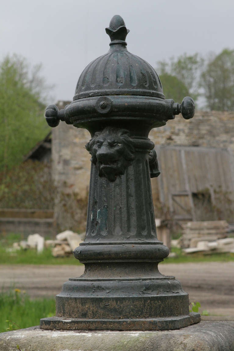 Water Village Fountain with Lions Head from French Countryside "Brevete