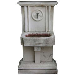 French Freemason Antique Limestone Fountain from France 20th century