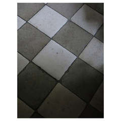 French Antique "Damiers" Floor in Limestone Circa 1700s France.'.