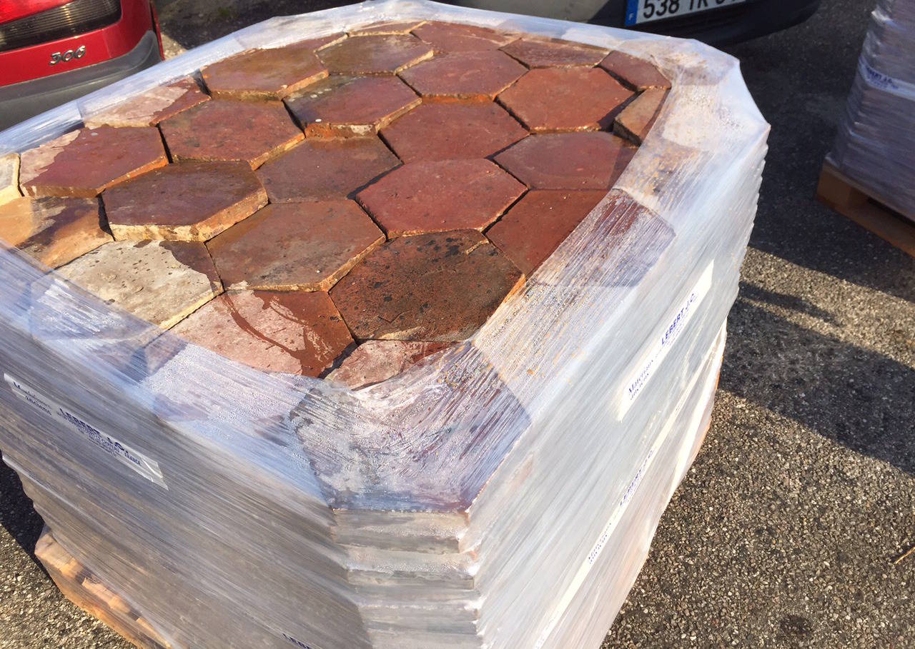 Authentic French Antique Hexagon Terracotta Flooring, Original 1700s, France 1
