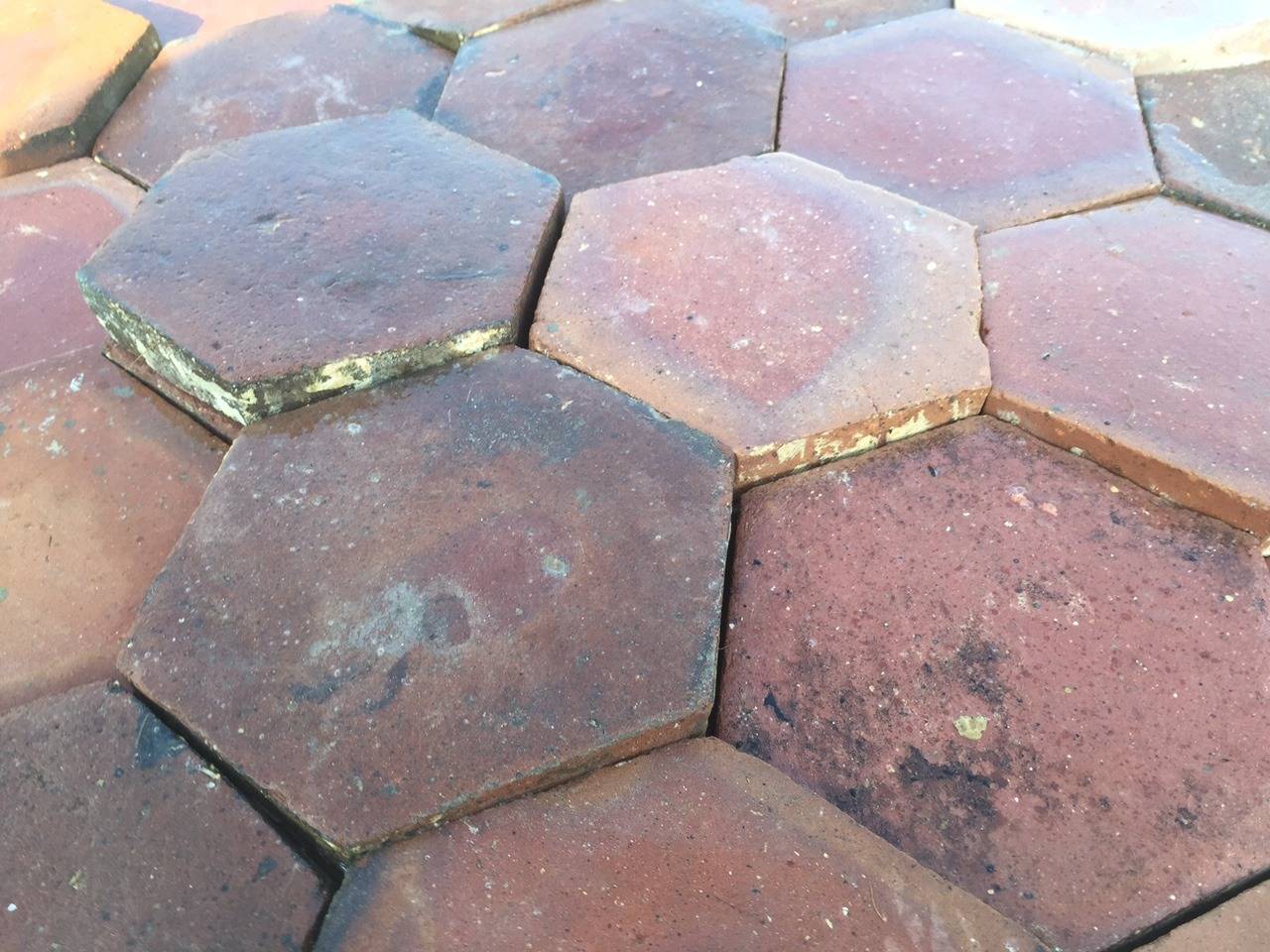 Louis XIV Authentic French Antique Hexagon Terracotta Flooring, Original 1700s, France