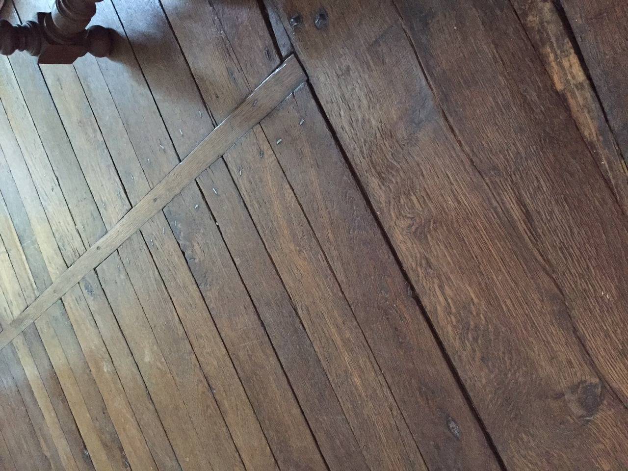 Authentic and unique reclaimed French antique wood oak flooring, 18th century.
Each plank has been handled eight times at least, to clean, to restore, to make it ready for new installation.
Original and rare. We have 3,500 square feet available