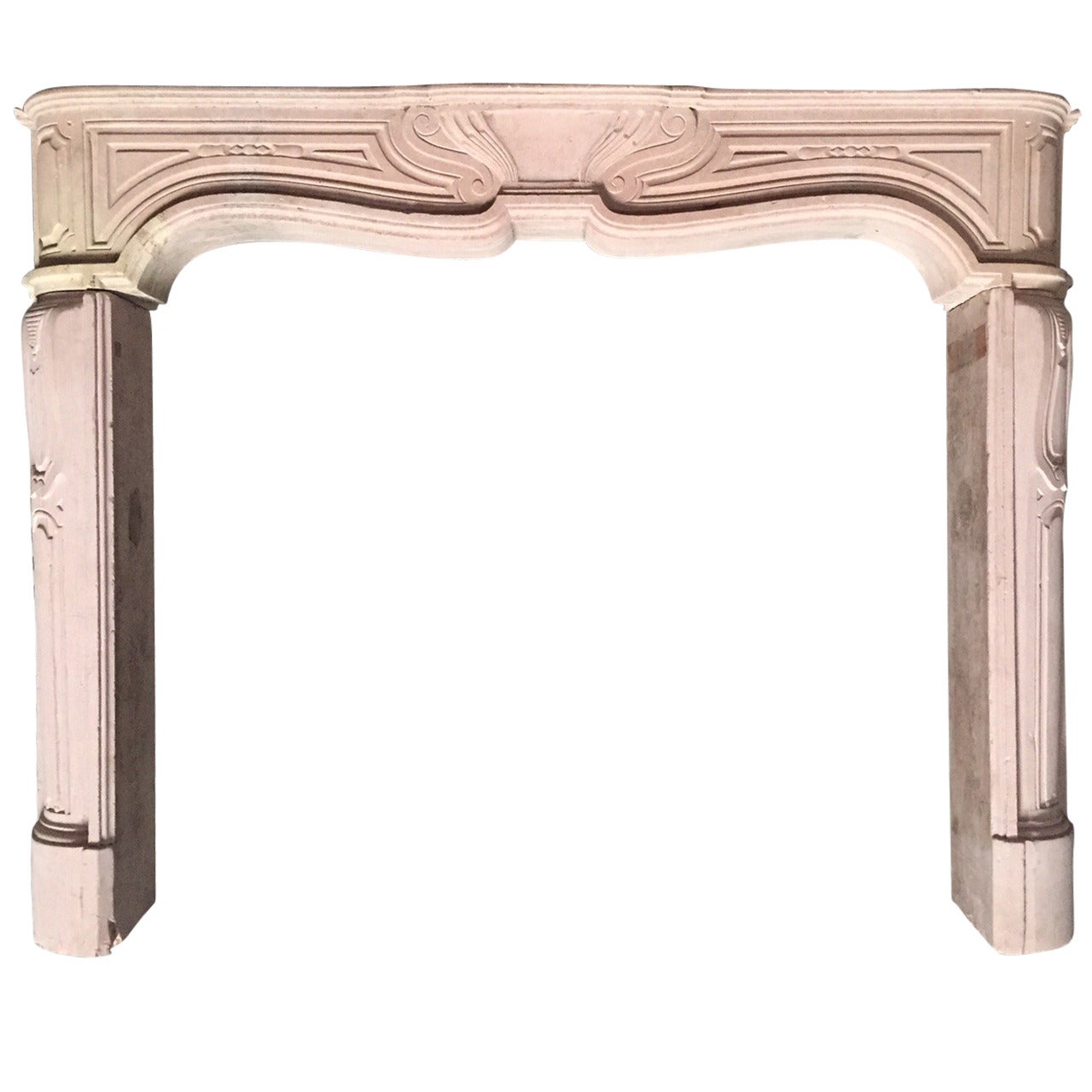 French Parisian Louis XIV Style Fireplace Hand Carved in 18th Century, Paris For Sale