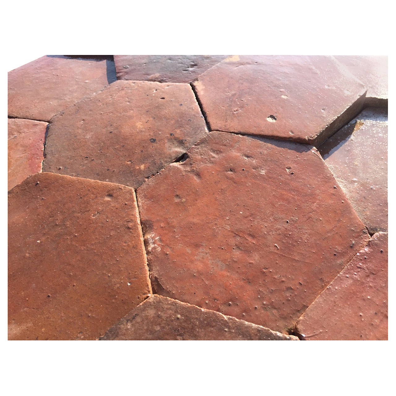 Authentic French Antique Hexagon Terracotta Flooring, Original 1700s, France