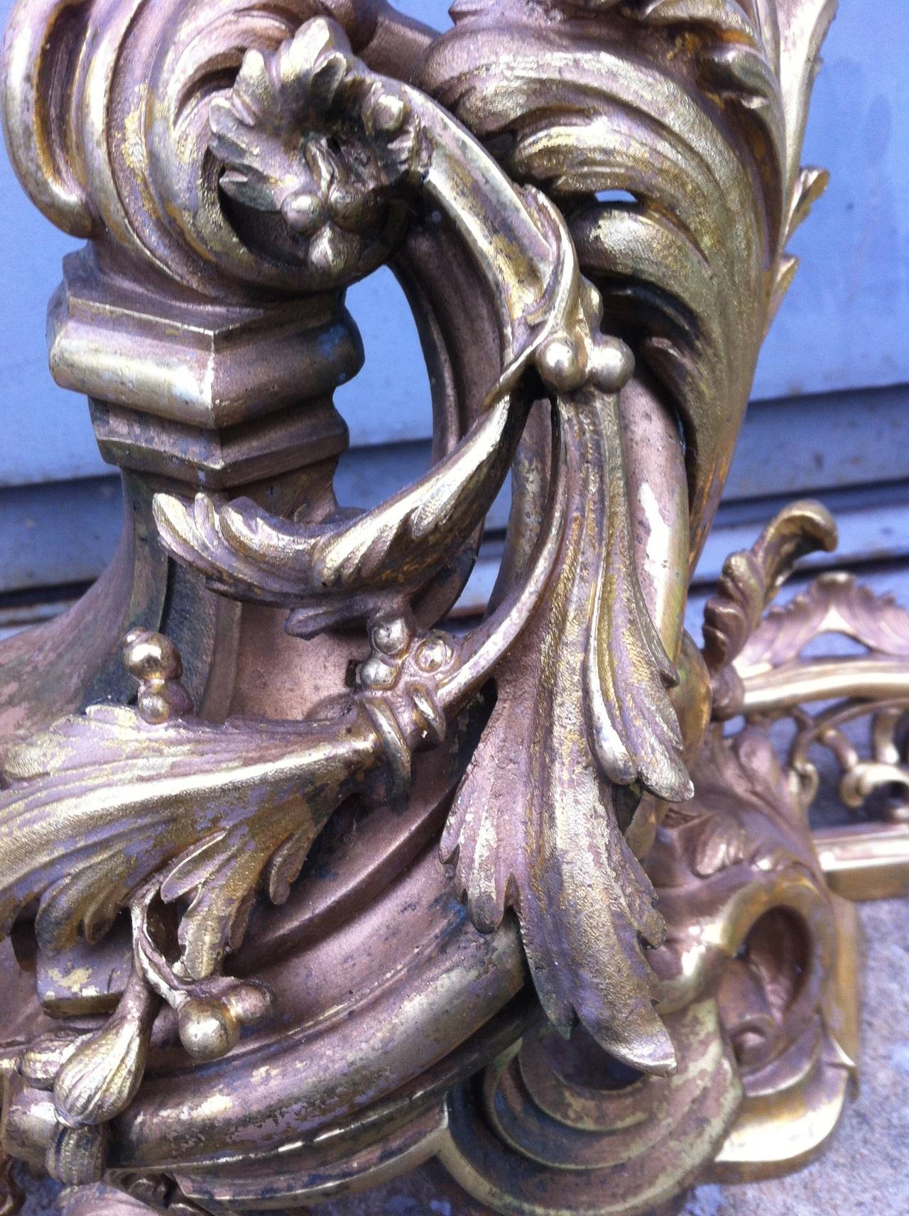19th Century Parisian Antique Andirons Regency Style Bronze, 1800s, France For Sale