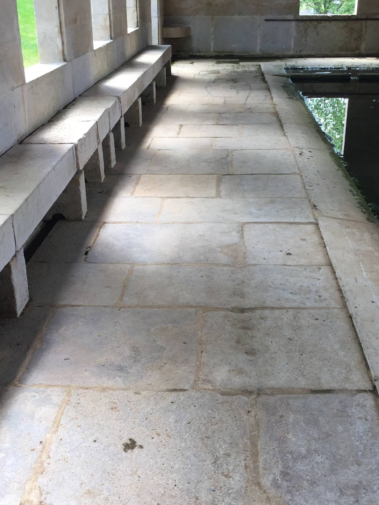 French Authentic Dalles de Bourgogne in Solid Limestone, 17th Century, France For Sale