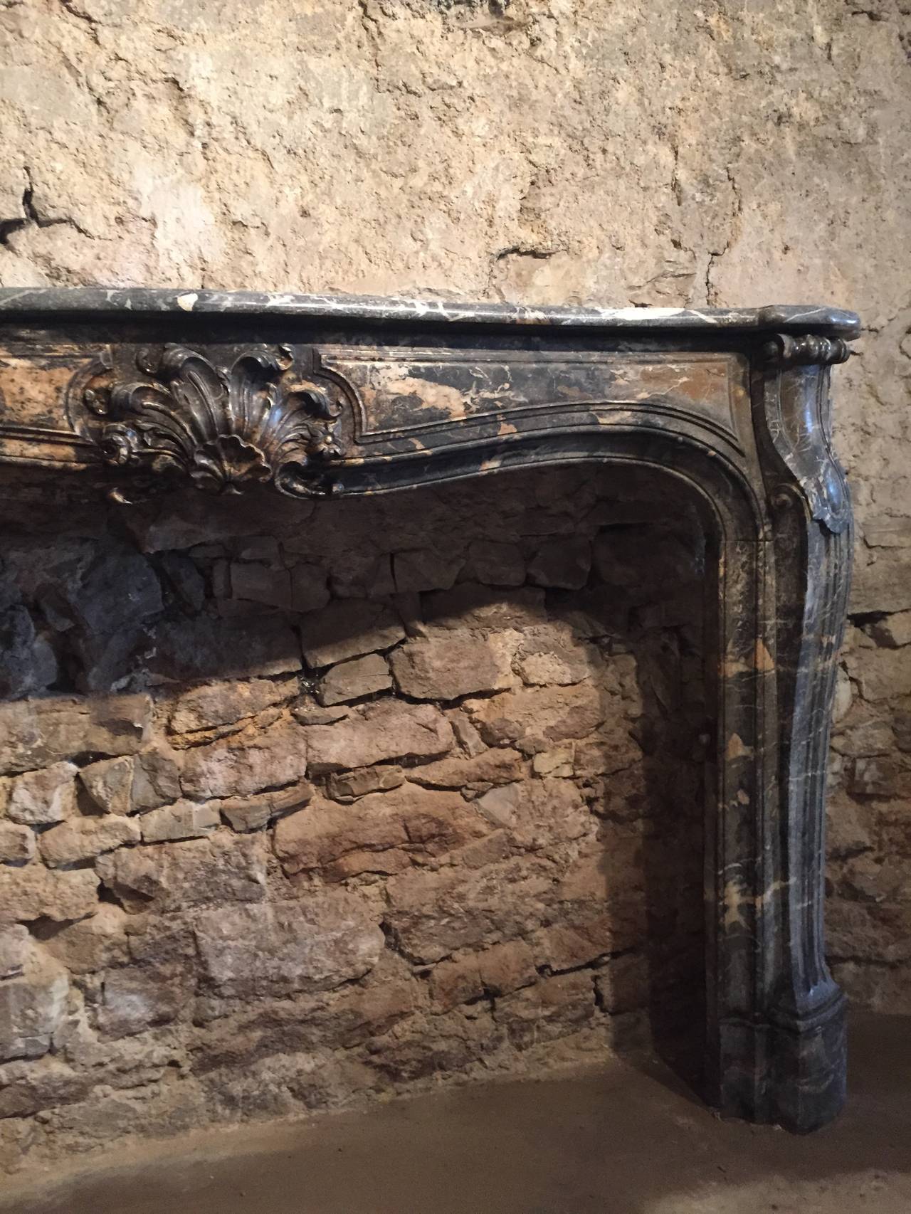 French Royalty Regence Period Fireplace Solid Marble Original 18th Century Paris For Sale 1