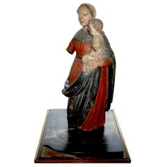 Virgin with child "vierge a l enfant" statue wood polychromie.
