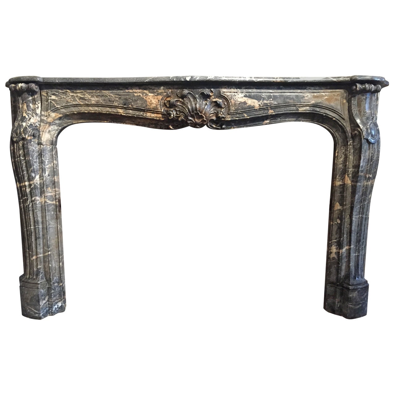 French Royalty Regence Period Fireplace Solid Marble Original 18th Century Paris For Sale