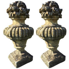 Monumental Pair of French Louis XIV Style Stone Urns, 1900s France 10