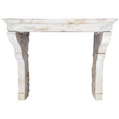 Authentic French Countryside Fireplace Limestone, circa 1780s, France