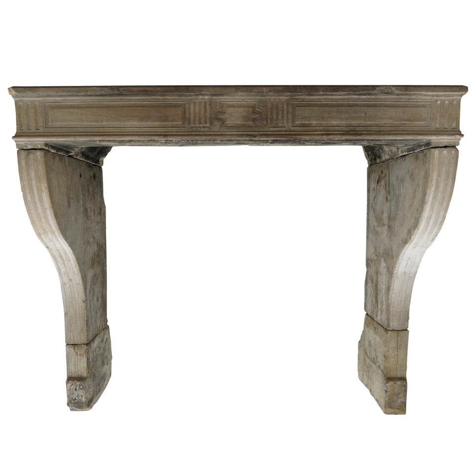 French Louis XVI Period Fireplace Handcrafted In Limestone Circa 1770s France.'.