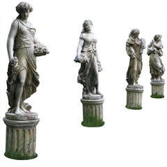 4 Seasons Statues (The Set) in Cast-Stone 20th Century - France