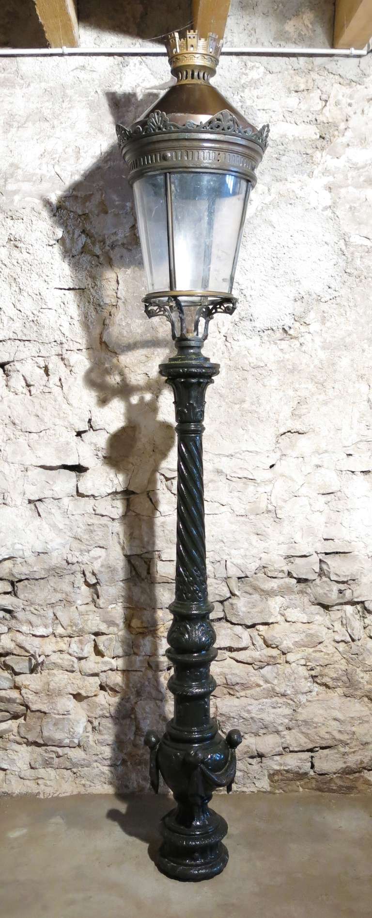 A rare, unique and exquisite quality of French antique Parisian Vendome-square style from Paris, France. Mid-19th century, circa 1850s.

Dimensions of the lantern without the pedestal:
High 36.3 inches x Width 19.7 inches.

Dimensions of the