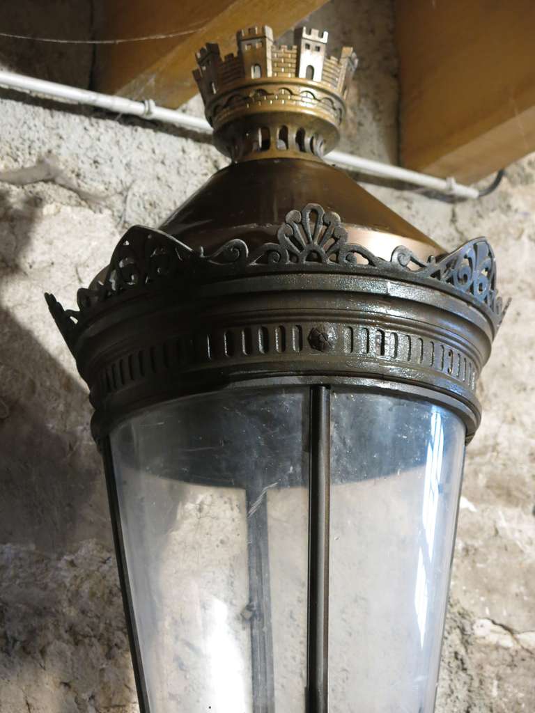 French Antique Parisian Vendome Style Bronze-Iron Lantern, Paris, circa 1850s 1