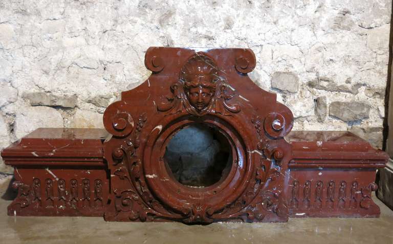 French Louis XVI Trumeau "Top of Fireplace" Bordeaux Marble, Paris-France, 1800s