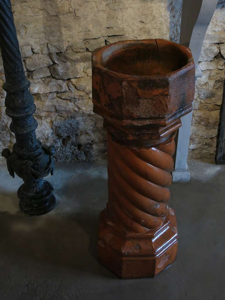 Terracotta French Original Chimney in Terra Cotta, 19th Century, Paris, France For Sale