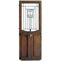 French Art Nouveau Style Front-Door In Wood & Iron Circa 1900s, Paris-France.'.