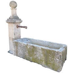 French Old Village Fountain - Limestone Water-Basin ca. 17th Century