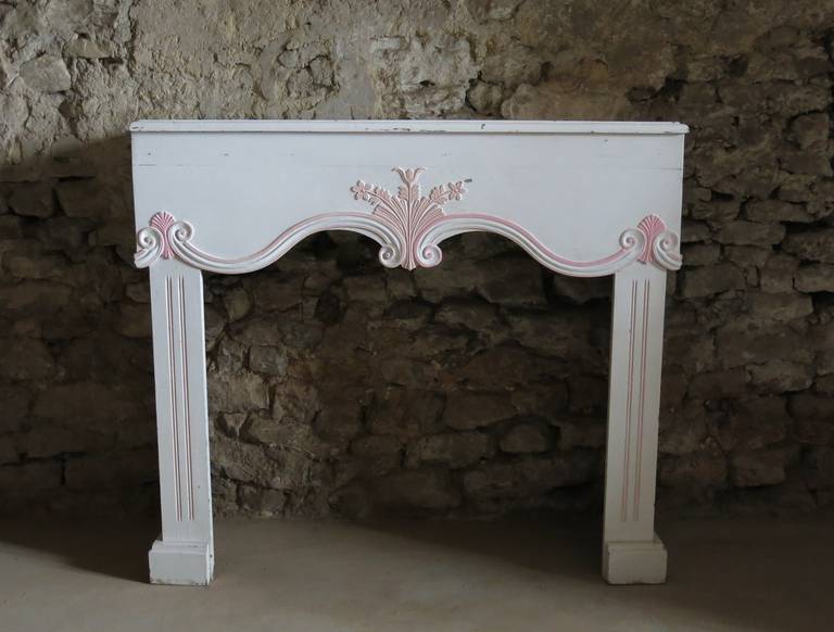 Hand-Carved French Louis XV Style Fireplace Wood, Handcrafted, circa 1880s, Paris, France For Sale