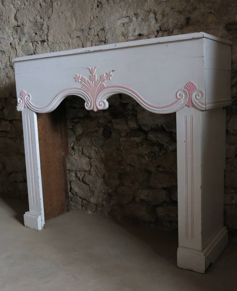 French Louis XV Style Fireplace Wood, Handcrafted, circa 1880s, Paris, France For Sale 2