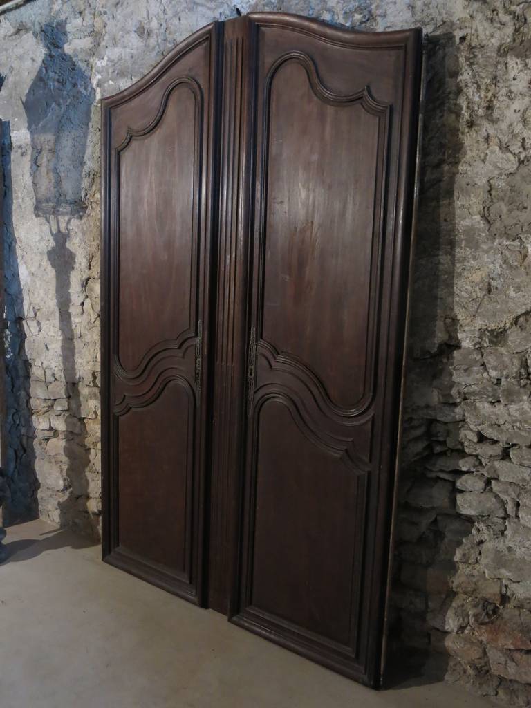 A French monumental double sides doors from main entrance mansion, handcrafted in pure French wood 