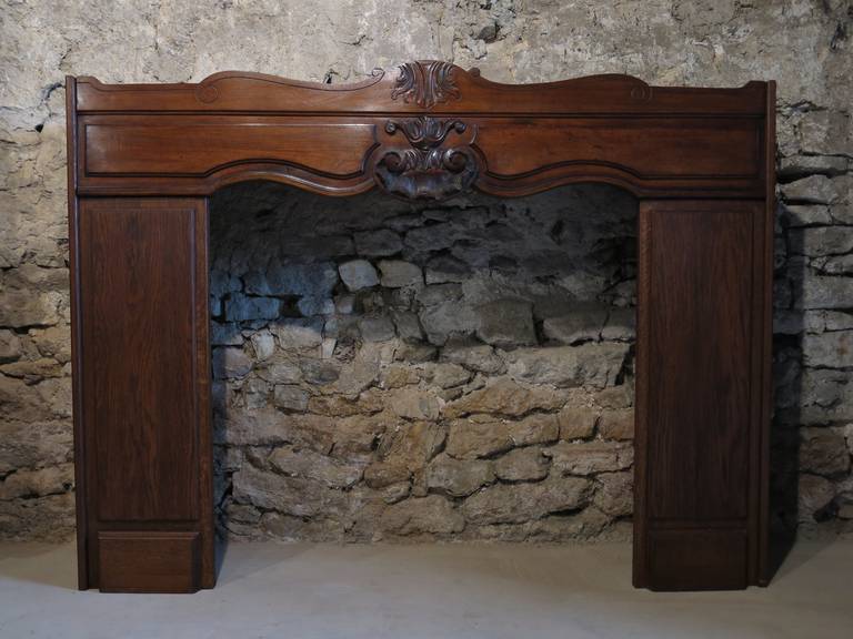French Large Louis XV Style Fireplace Hand Carved Wood, Paris, France