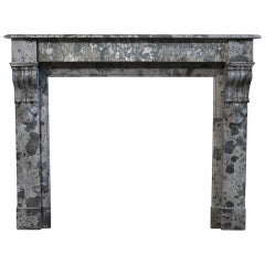 French Parisian, Napoleon III Hand Carved Marble Fireplace Paris, 19th Century
