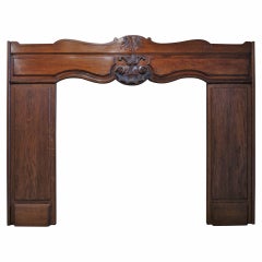 Antique French Large Louis XV Style Fireplace Hand Carved Wood, Paris, France