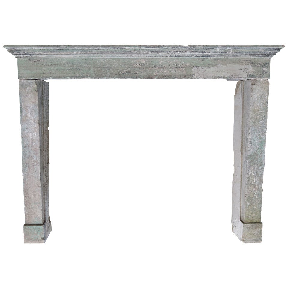French Countryside Fireplace in Limestone, France, circa 1800s For Sale