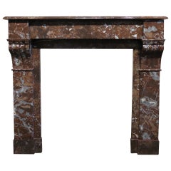 Antique French Napoleon III Style Fireplace in Bordeaux Marble circa 1860, Paris France