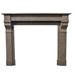 French Parisian Antique Taupe Marble Fireplace, Paris, France,  circa 1880s