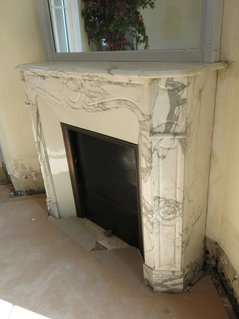 French Parisian Marble Fireplace with Trumeau-Mirror Circa 1880, Paris-France 2